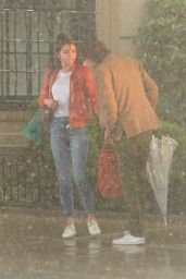 Selena Gomez - Film Under the Rain at Movie Set in New York 09/20/2017