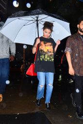 Selena Gomez - Going to Dinner Under the Rain With The Weeknd in NYC 09/02/2017