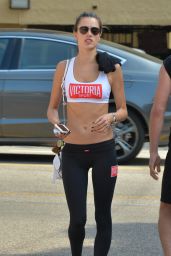 Alessandra Ambrosio in Gym Ready Outfit Out in Brentwood 10/24/2017