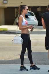 Alessandra Ambrosio in Gym Ready Outfit Out in Brentwood 10/24/2017