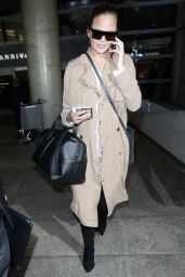 Chrissy Teigen in Travel Outfit - LAX Airport in LA 10/06/2017