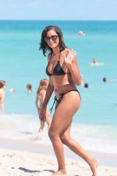 Claudia Jordan in a Black Triangle Top Bikini - Miami Beach 10/15/2017