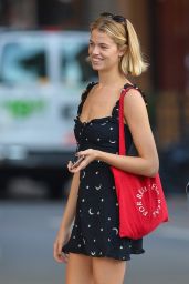 Hailey Clauson in Summer Mini Dress - Out in NYC 10/05/2017