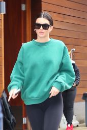 Kendall Jenner - Wearing Black Leggings and a Green Sweatshirt in NYC 10/24/2017