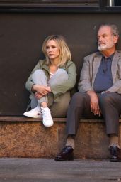 Kristen Bell on Set With Kelsey Grammer - Filming "Like Father" in NYC 10/02/2017