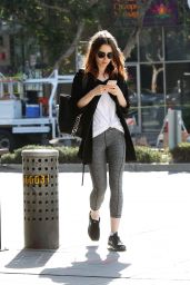 Lily Collins in Spandex - Picks Up Iced Coffee in West Hollywood 10/05/2017