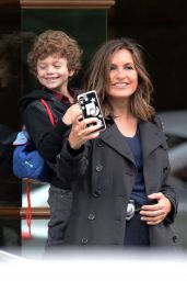 Mariska Hargitay - Taking Selfies on the Set of "Law & Order: Special Victims Unit" in NYC 10/24/2017