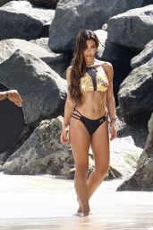 Metisha Schaefer in a Black and Gold Bikini - Photoshoot on Miami Beach 10/16/2017
