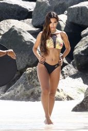 Metisha Schaefer in a Black and Gold Bikini - Photoshoot on Miami Beach 10/16/2017