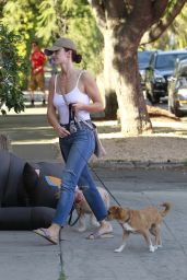 Minka Kelly - Walking Her Dog in West Hollywood