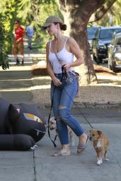 Minka Kelly - Walking Her Dog in West Hollywood