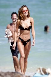 Natalia Borges in a Black Bikini at the Beach in Miami Beach 10/15/2017