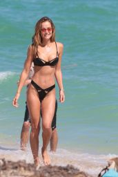 Natalia Borges in a Black Bikini at the Beach in Miami Beach 10/15/2017