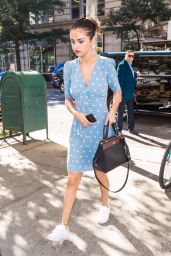 Selena Gomez in Blue Summer Dress in NYC 