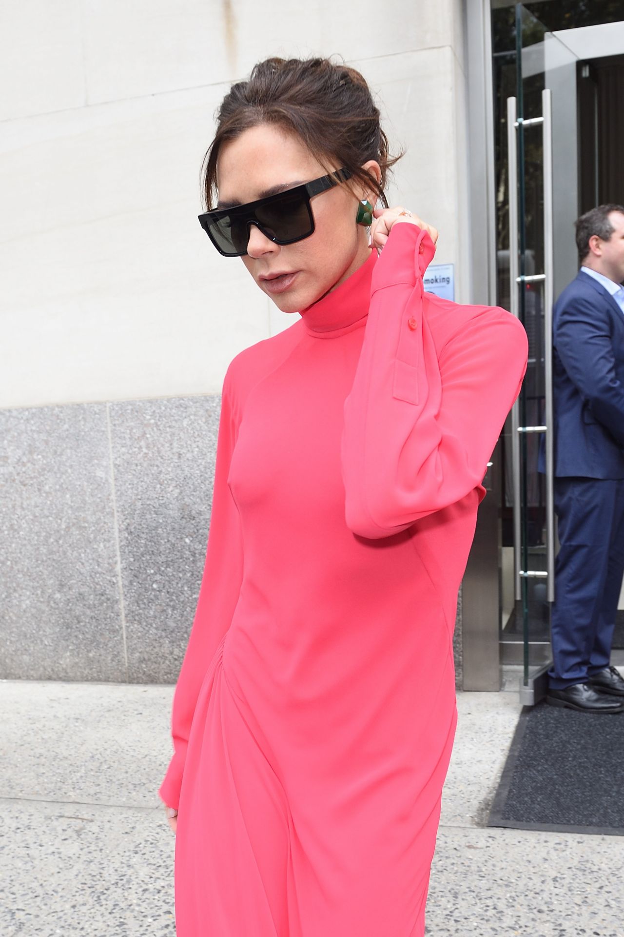 Victoria Beckham Wears Red - Leaves Her Hotel in New York 10/12/2017 ...