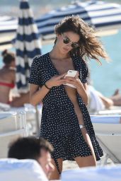 Alessandra Ambrosio in a White Bikini - Beach in Miami 11/07/2017