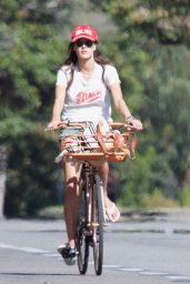 Alessandra Ambrosio Leggy in Cutoffs - Riding a Bike in Santa Monica 11