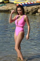 Chloe Goodman in a Pink Swimsuit on holiday in Cape Verde