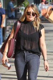 Hilary Duff in a Black Sheer Top and Tight Jeans - Los Angeles 11/17/2017