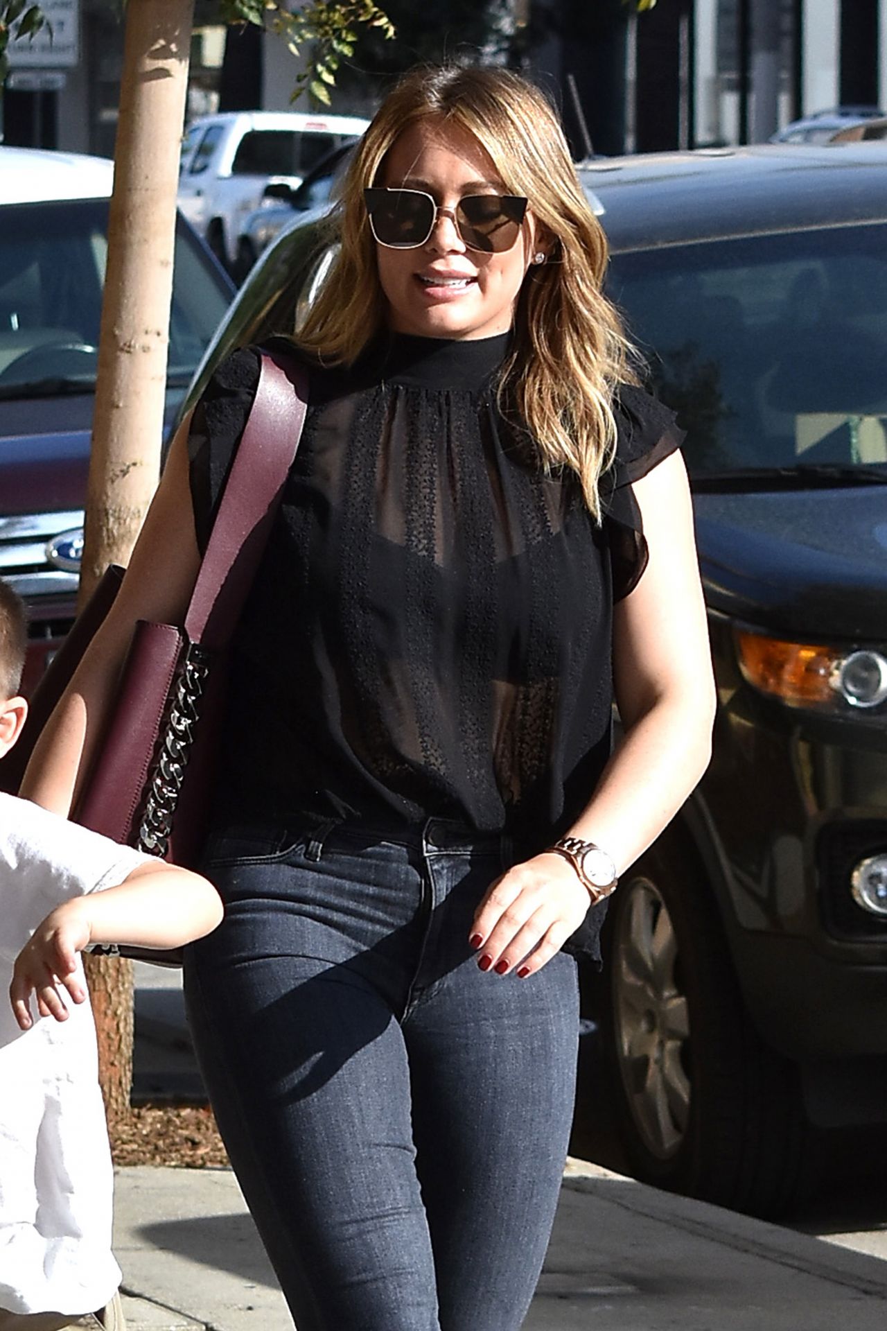 Hilary Duff In A Black Sheer Top And Tight Jeans Los Angeles 11172017 • Celebmafia