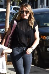 Hilary Duff in a Black Sheer Top and Tight Jeans - Los Angeles 11/17/2017
