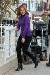 Jennifer Lopez on the Set of "Second Act" Filming in Queens in NYC 11/03/2017