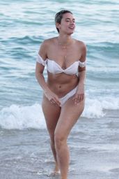 Julieanna Goddard in a White Bikini on the Beach in Miami 11/25/2017