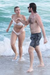 Julieanna Goddard in a White Bikini on the Beach in Miami 11/25/2017