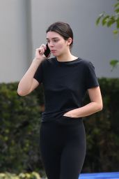 Kendall Jenner in Tights - Outside a Mansion in Miami