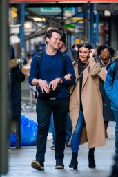 Lea Michele With Her "Glee" Co-Star Jonathan Groff in NYC 11/21/2017