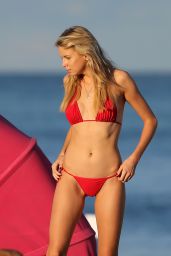 Louisa Warwick in a Red Bikini - Miami Beach 11/24/2017