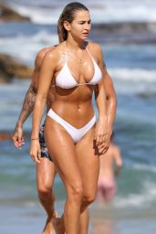 Madi Edwards in a White Bikini - Beach in Sydney 11/26/2017