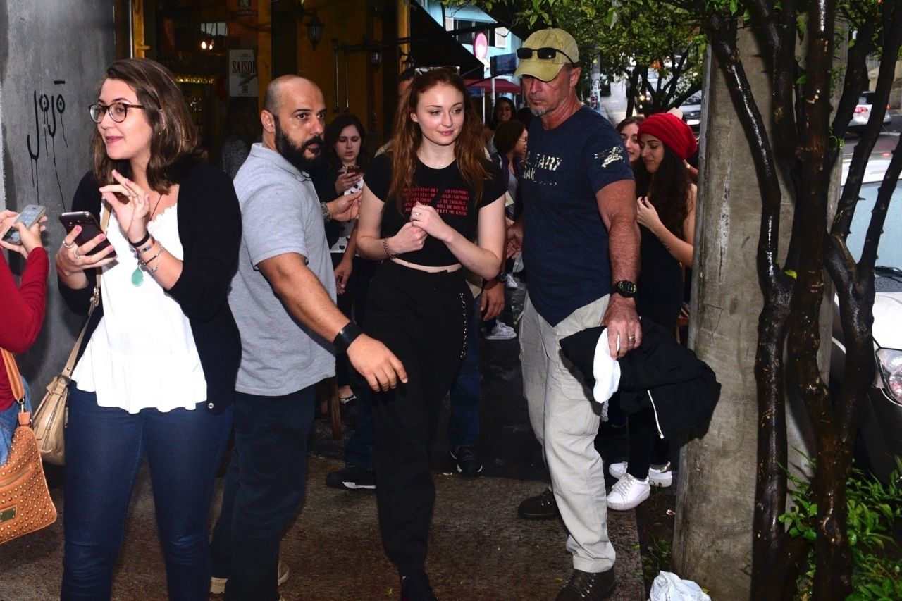 Sophie Turner and Joe Jonas Street Style - Vila Madalena in Sao Paulo