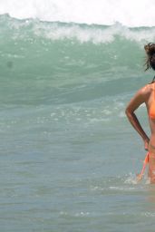 Alessandra Ambrosio in a Peach Bikini on the Beach in Rio de Janeiro