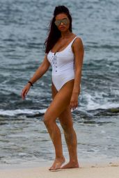 Amy Childs in a White Swimsuit in Cape Verde