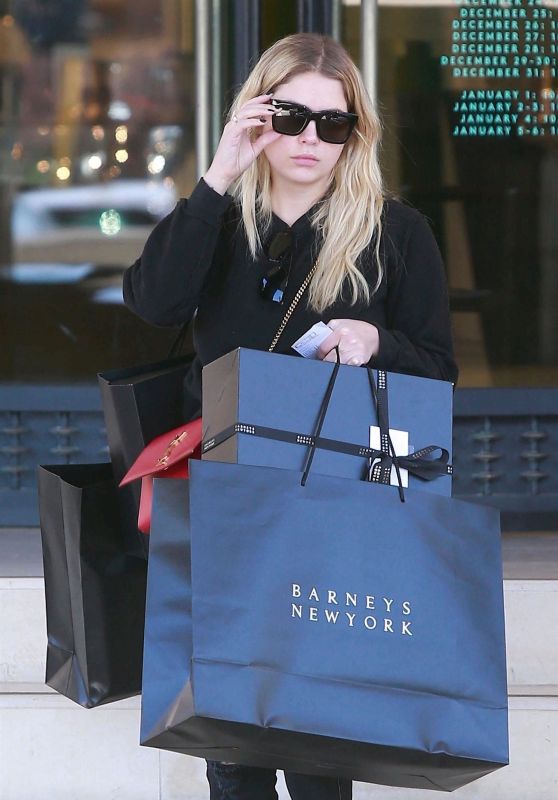 Ashley Benson Christmas Shopping at Barneys in NYC