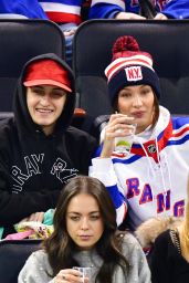 Bella Hadid and Gigi Hadid - Anaheim Ducks v New York Rangers in NYC 12/19/2017
