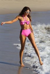 Blanca Blanco in Pink Bikini at the Beach in Malibu 12/19/2017