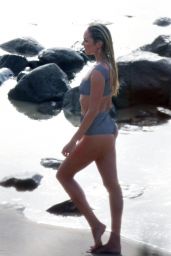 Candice Swanepoel Showed Off Her Figure in Swimsuit - Beach on the Island in Belize