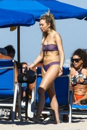 Corinne Olympios in a Purple Bikini on the Beach in Miami Beach