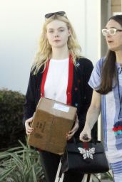 Elle Fanning Stop By a UPS Store to Pick Up a Package in Studio City