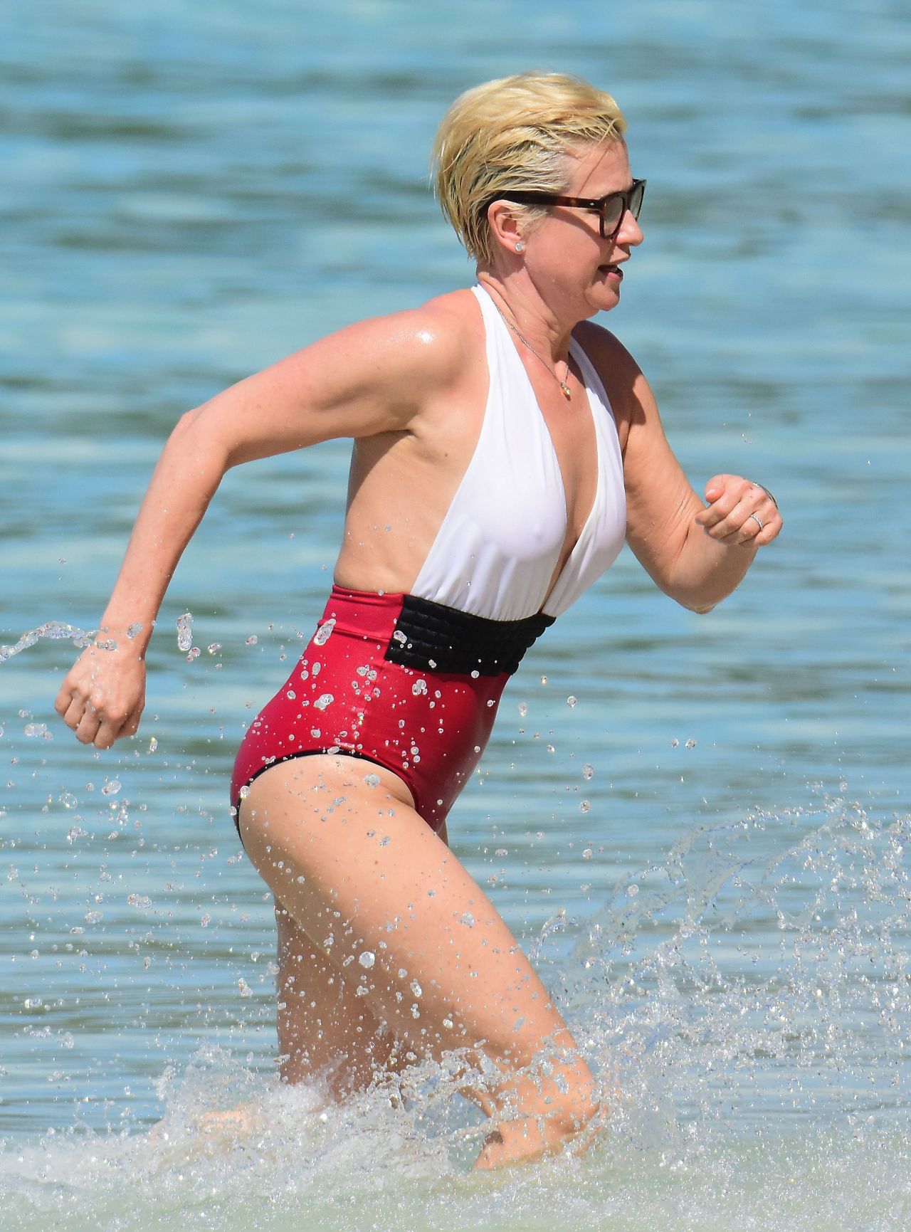Emma Forbes in Red & White Swimsuit - Barbados 12/22/2017