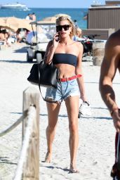 Hailey Baldwin in Bikini Top on the Beach in Miami