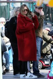 Heidi Klum in a Red Coat - Disneyland in Anaheim 12/21/2017