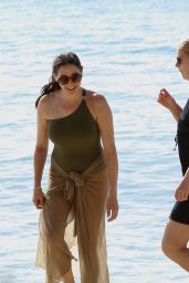 Lauren Silverman in a Green Swimsuit on Holiday in Barbados