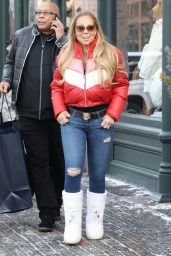 Mariah Carey Winter Street Style - Christmas Shopping in Aspen