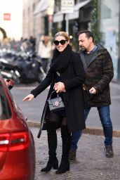 Michelle Hunziker Winter Style - Leaving Her Home in Milan 12/05/2017