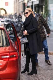 Michelle Hunziker Winter Style - Leaving Her Home in Milan 12/05/2017