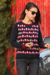 Mila Kunis Wearing a Cute Christmas Sweater