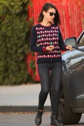 Mila Kunis Wearing a Cute Christmas Sweater